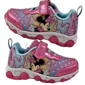 Minnie shoes for girls sneakers with LED light without laces Pink Size 10 (17cm)